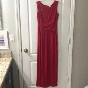 Calvin Klein Red Evening Gown w/ Rouching at Waist -Excellent Preloved Condition